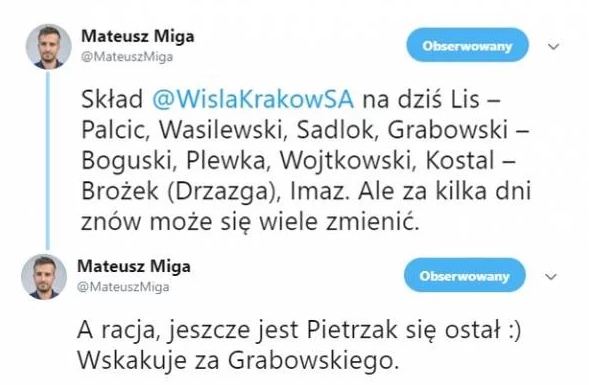 AKTUALNY skład Wisły Kraków